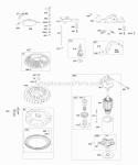 Controls Electric Starter Flywheel Diagram and Parts List for 44N777-0114-B1  Briggs and Stratton Engine